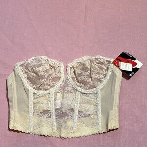 Vintage 1960s SMOOTHIE Lace Long Line Bra Size 36B Corset Shapewear Lingerie